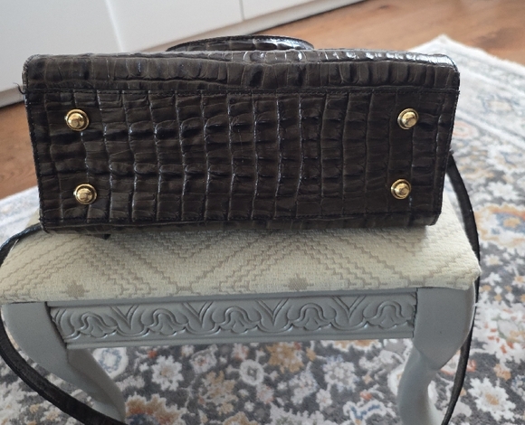 Brahmin Espresso Croc-Embossed Satchel - Picture 3 of 5